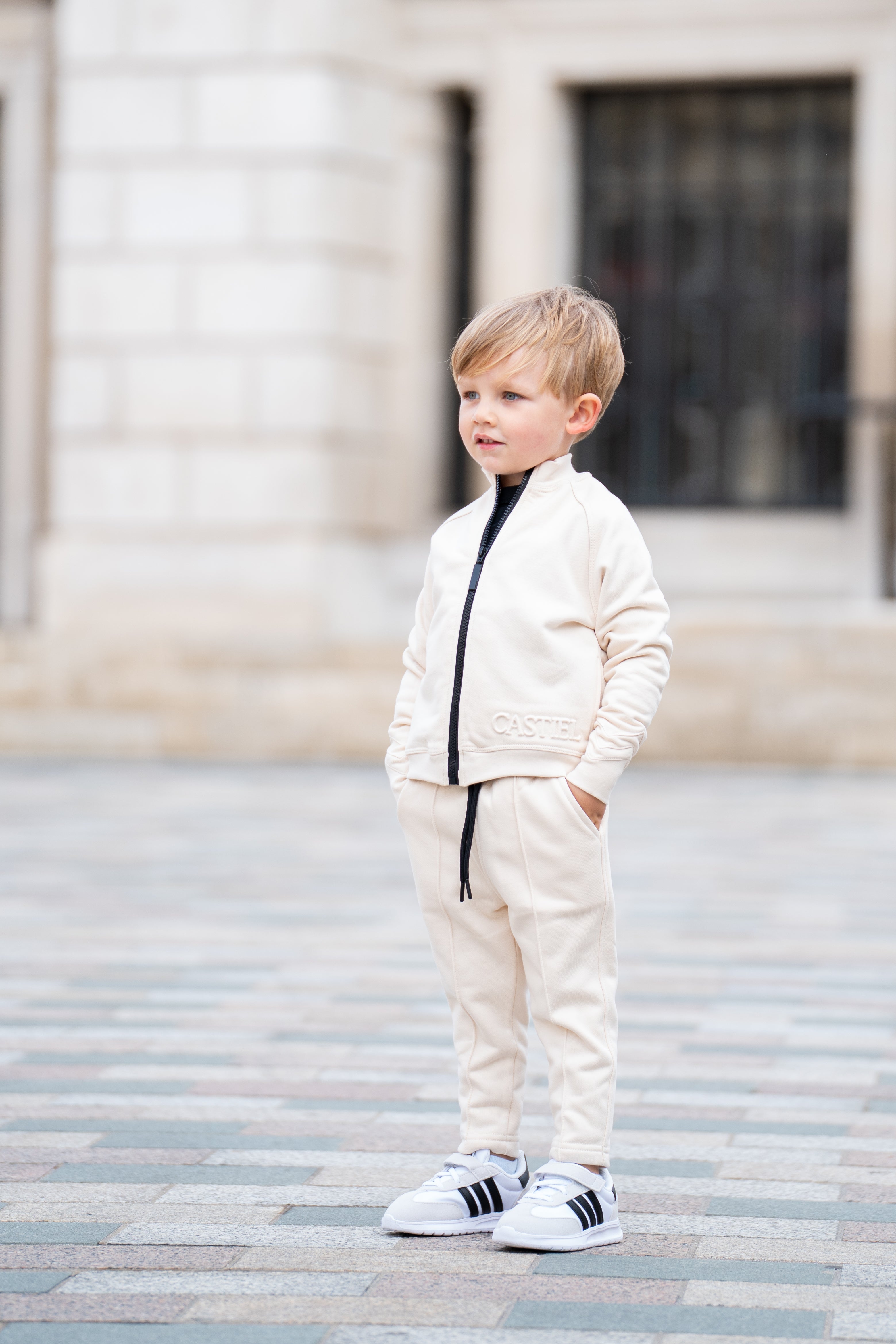 kids beige cotton tracksuit